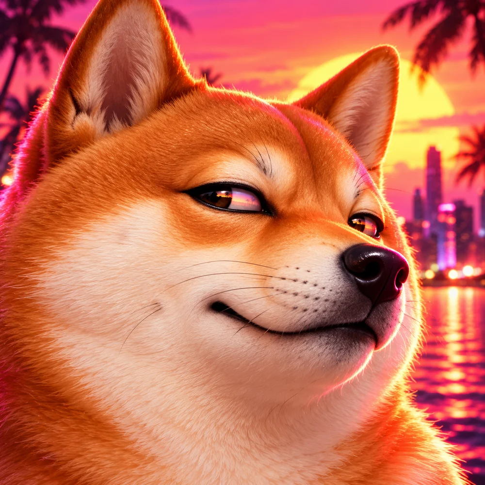 Extreme close-up of the shiba's side-eye. The sunset is reflected in both pupils, and so is his opinion of everyone else.